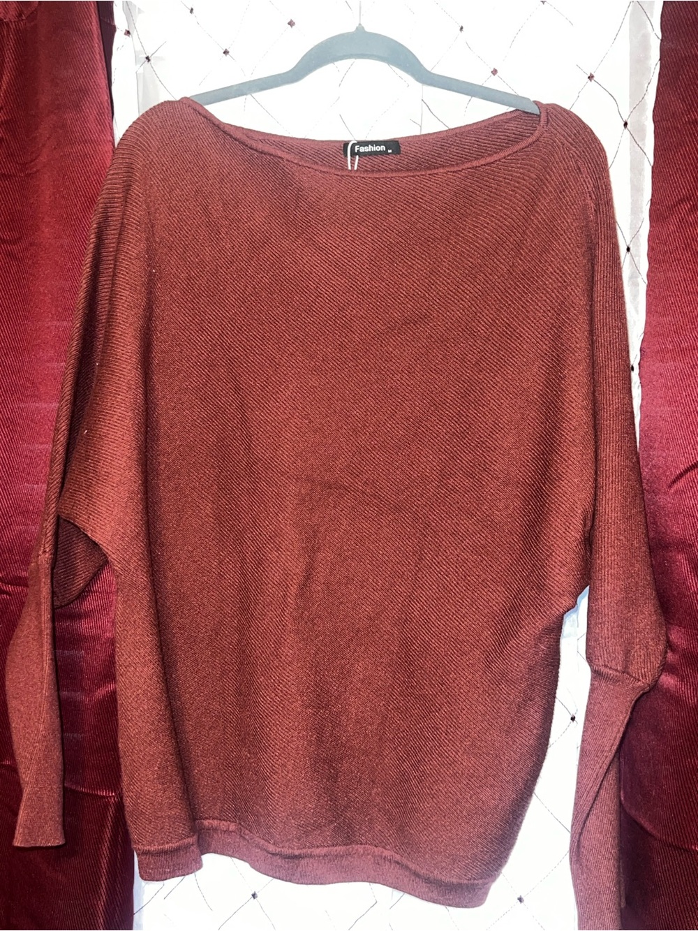 Rust Red Women's Sweater - Relaxed Boatneck